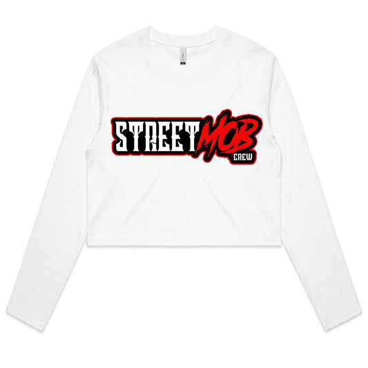 SM 2.0 Red - Women's Long Sleeve Crop Tee