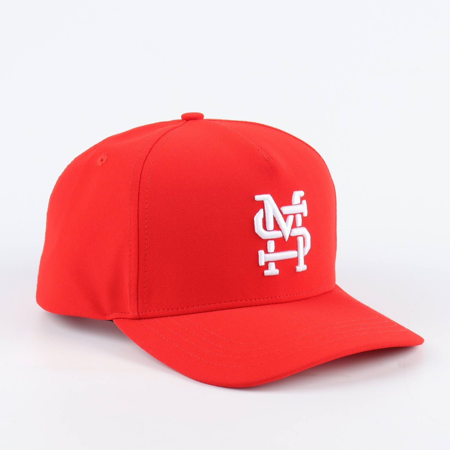 Full Red Deep Fit A-Frame Hat with White Logo