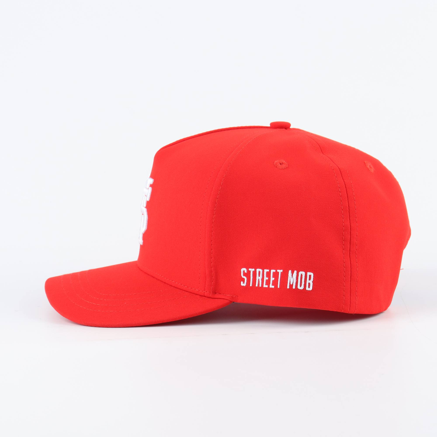 Full Red Deep Fit A-Frame Hat with White Logo