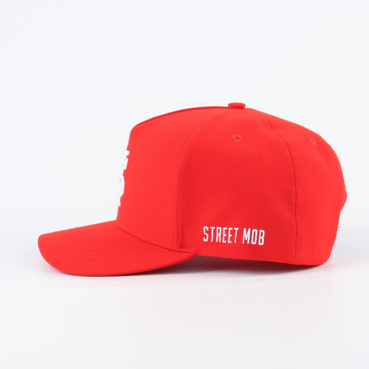 Full Red Deep Fit A-Frame Hat with White Logo