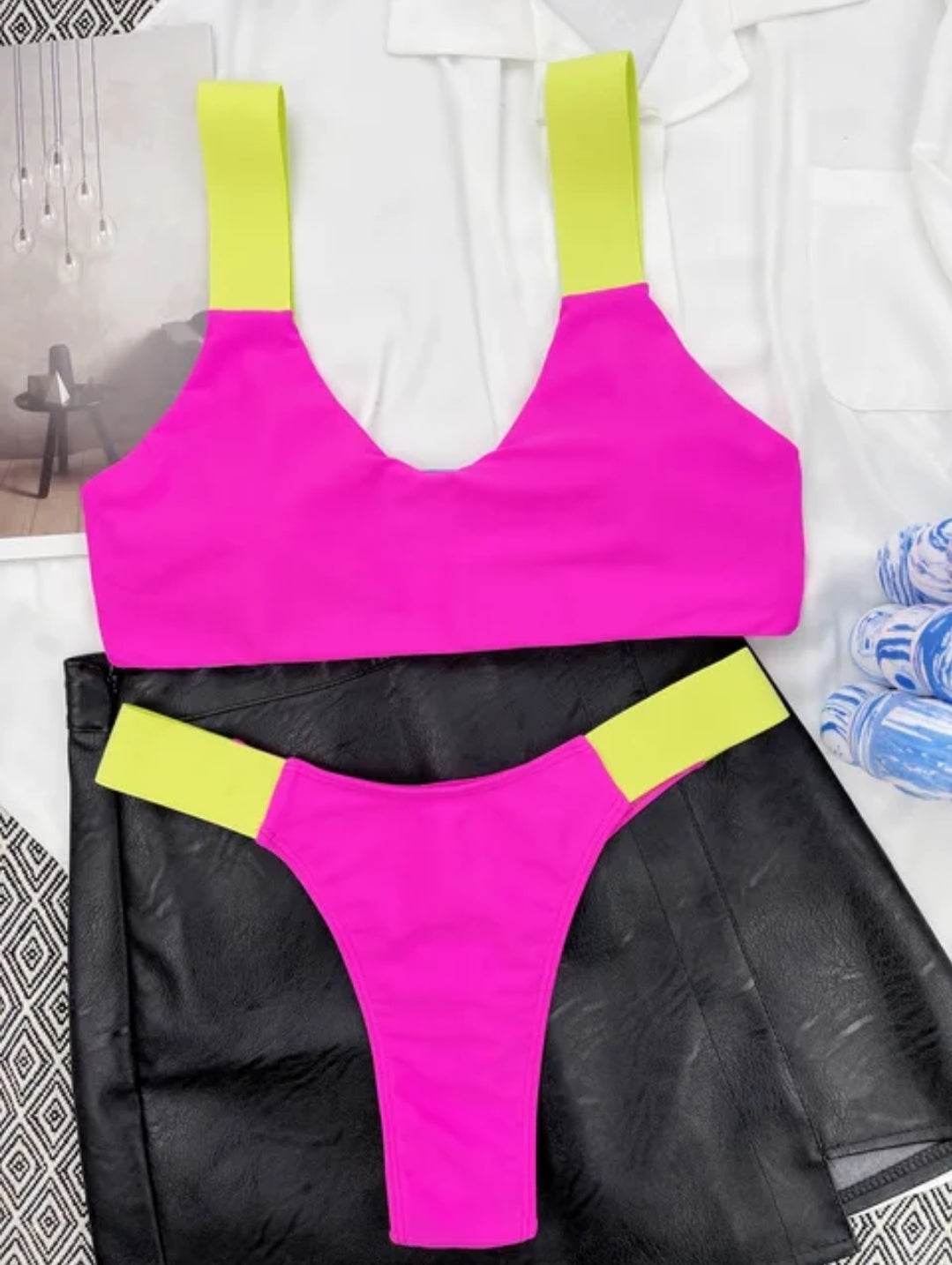 Neon Two-Piece G-String Bikini Set