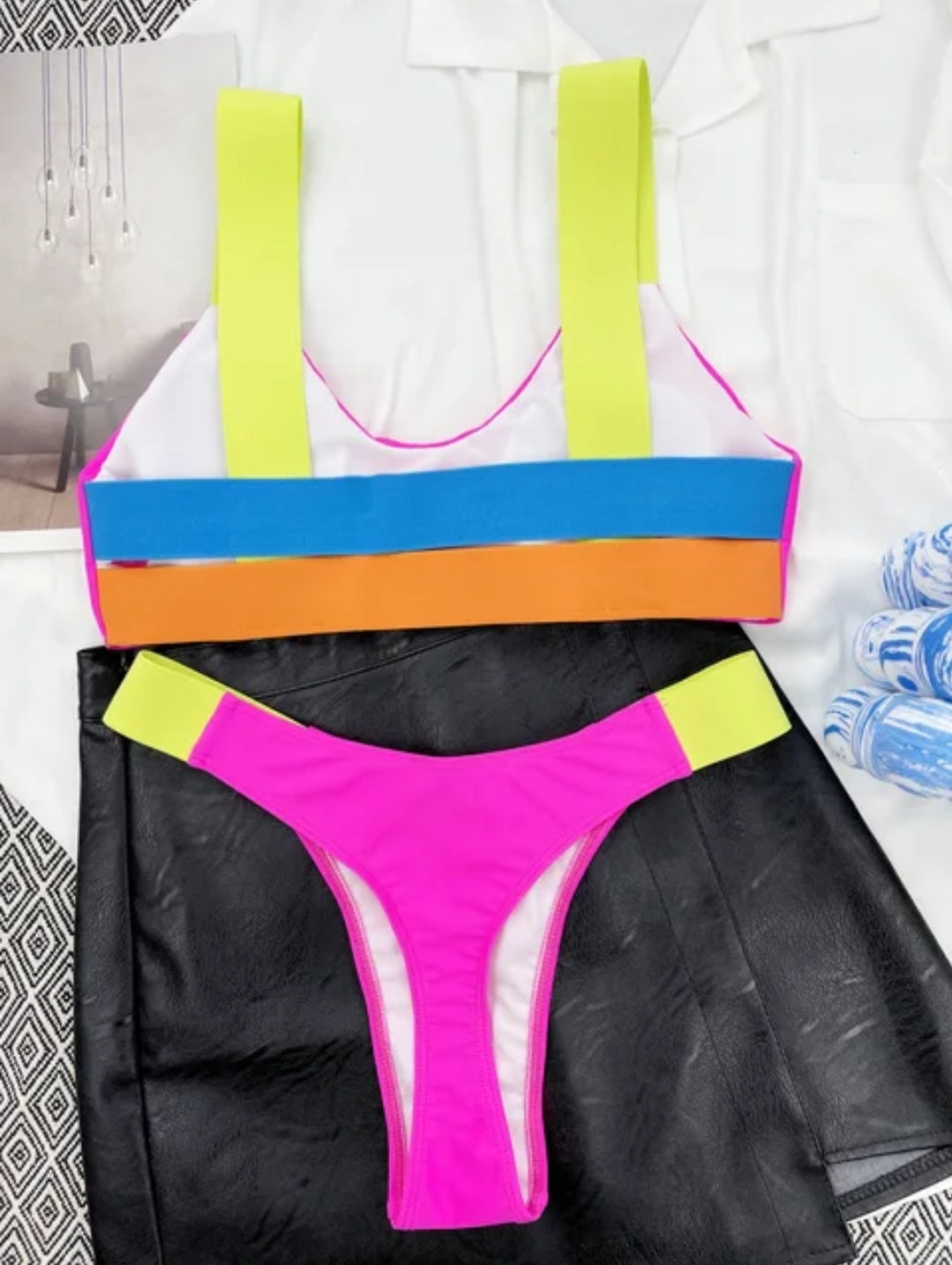 Neon Two-Piece G-String Bikini Set