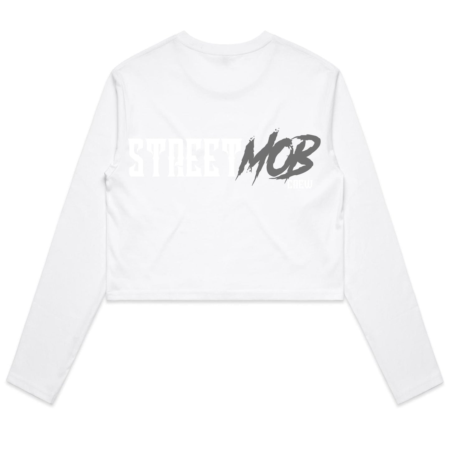 SM 2.0 Grey/White - Women's Long Sleeve Crop Tee