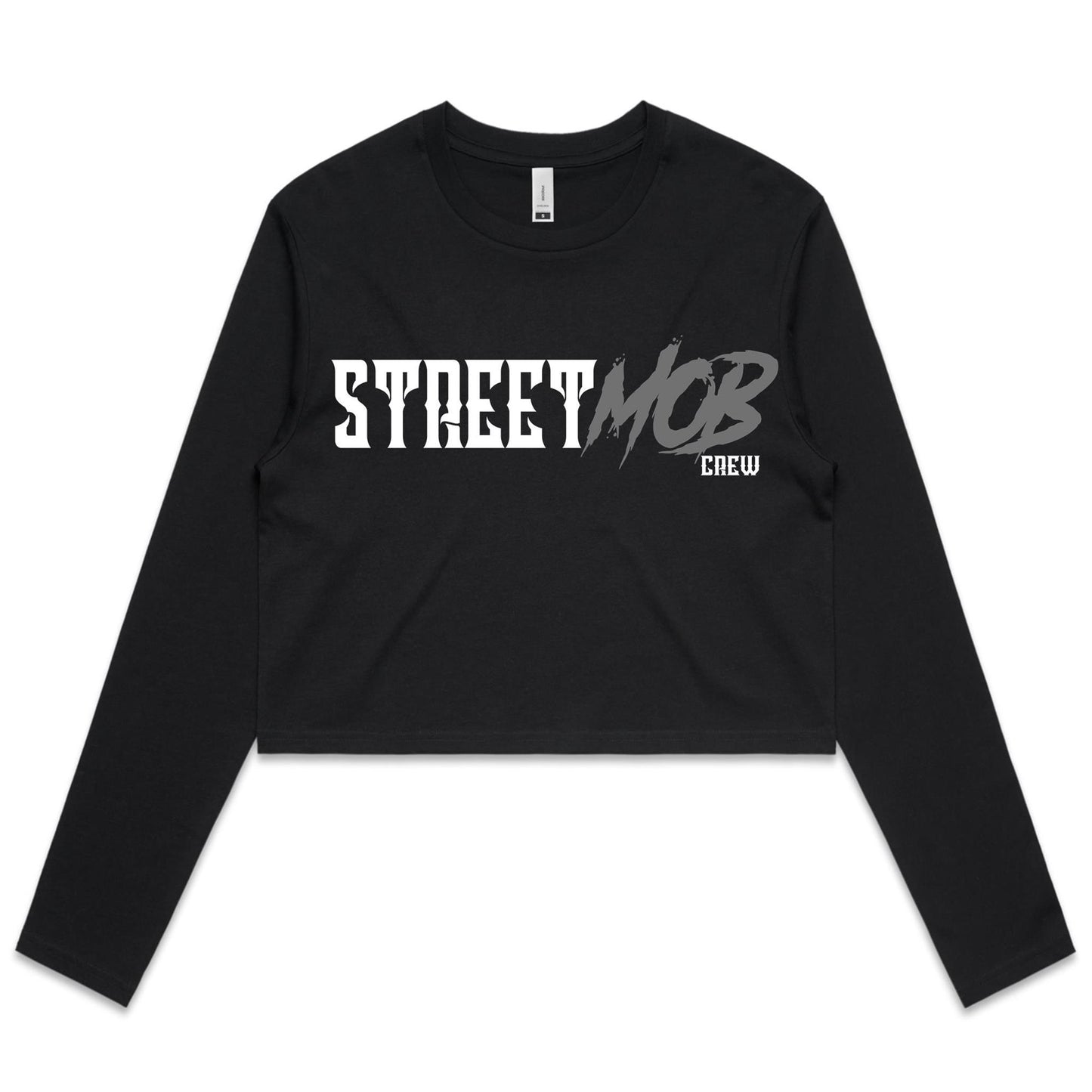 SM 2.0 Grey/White - Women's Long Sleeve Crop Tee