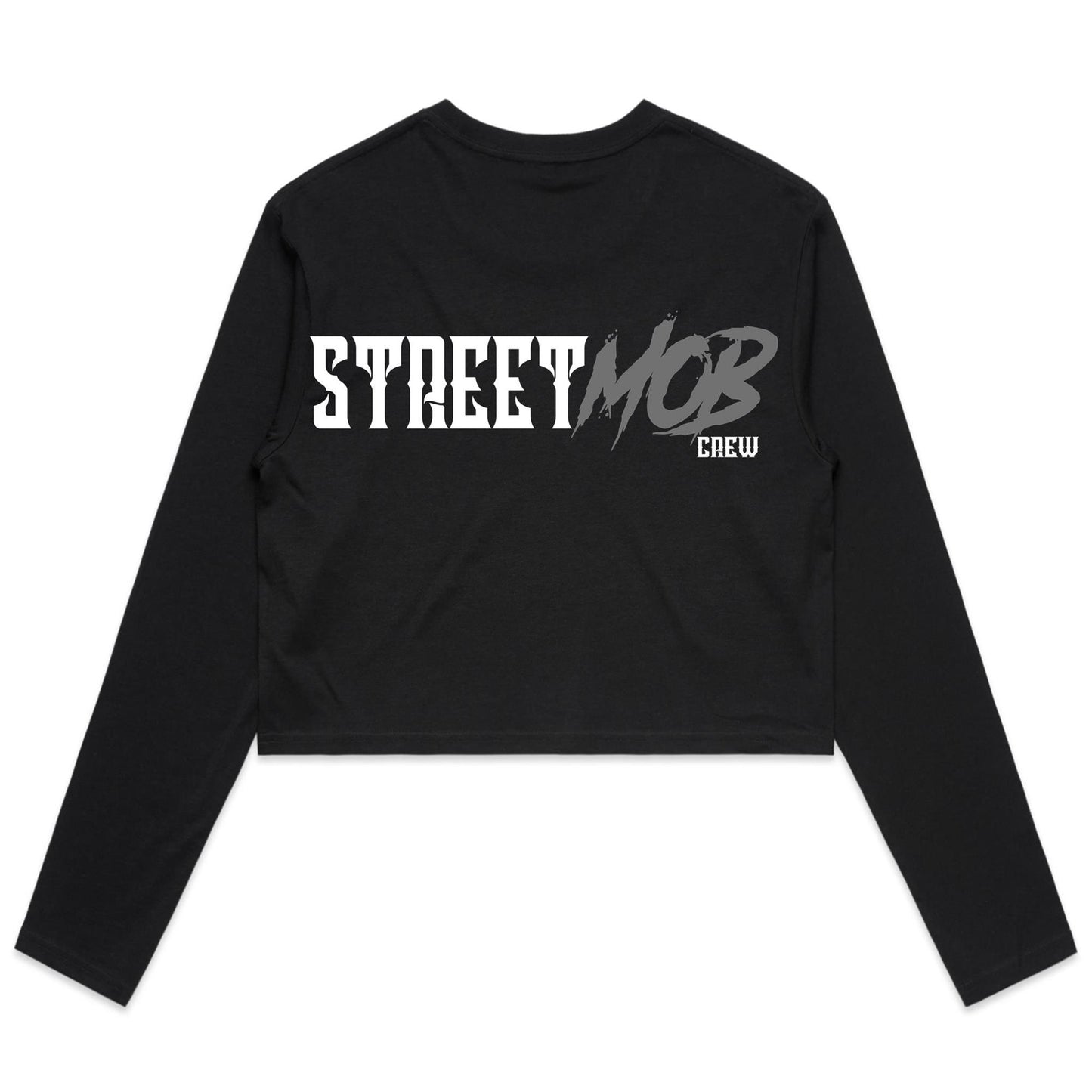 SM 2.0 Grey/White - Women's Long Sleeve Crop Tee