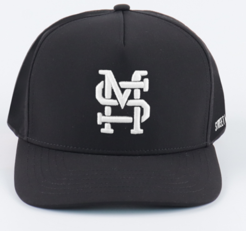 Full Black Deep Fit A-Frame Hat with White Logo